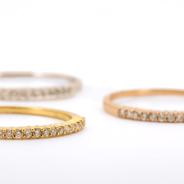 Set of 3, 18K Yellow/ White/ Rose Gold Half Eternity Diamond Ring