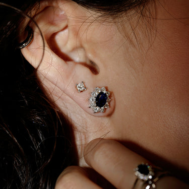 2.00ct Oval Shape Sapphire Diamond Earring ( Pair )