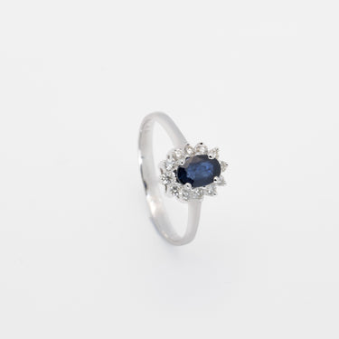 Sapphire Diamond Crown Ring