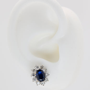2.00ct Oval Shape Sapphire Diamond Earring ( Pair )