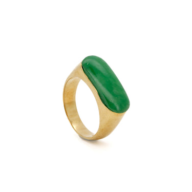 18K yellow gold jade ring