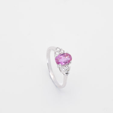 Oval Shape Pink Ruby Diamond Ring